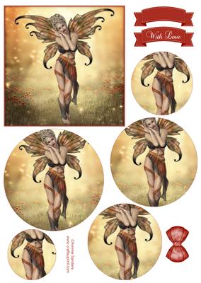 Ethereal Fairy ' Sunset ' Circle Pyramid Decoupage