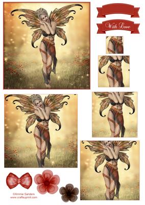 Ethereal Fairy ' Sunset ' Pyramid Decoupage