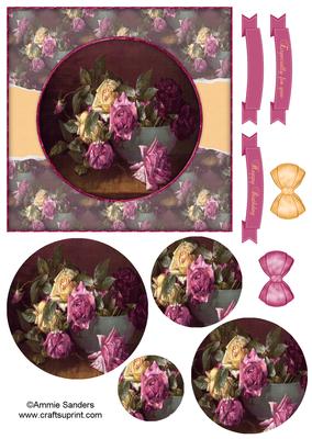 Beautiful 6x6 Torn Strip Vintage Roses Quick Card