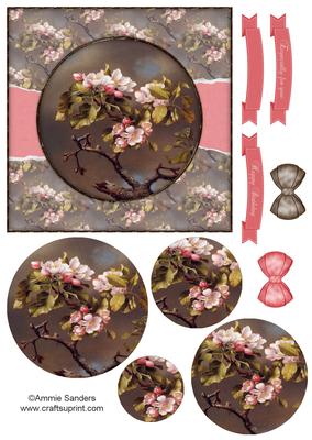 Beautiful 6x6 Torn Strip Vintage Flowers Quick Card