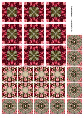 Vintage Pretty Pink & Red Roses Teabag Tiles