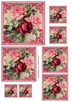 Vintage Pretty Pink & Red Roses Topper Sheet