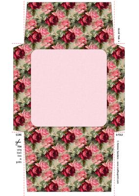 Vintage Pretty Pink & Red Roses 5x5 Envelope