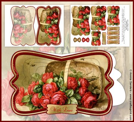 Beautiful Painted Red Roses Shaped Card Mini Kit