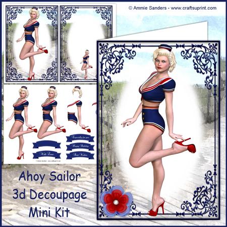 Ahoy Sailor Vintage Pin-up Beauty Decoupage Mini Kit