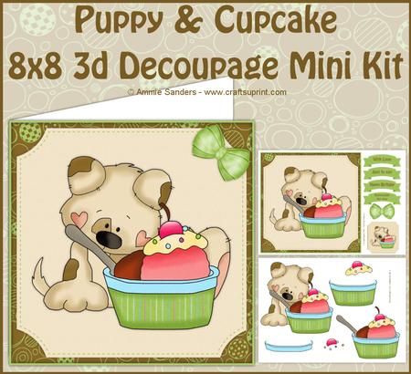 Puppy & Cupcake 8x8 3D Decoupage Mini Kit