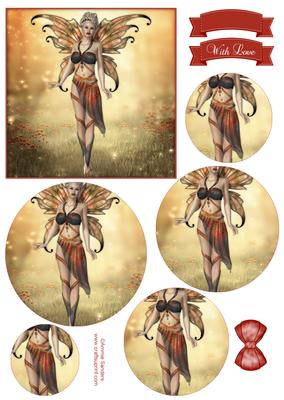 Ethereal Fairy ' Sunset ' Circle Pyramid Decoupage