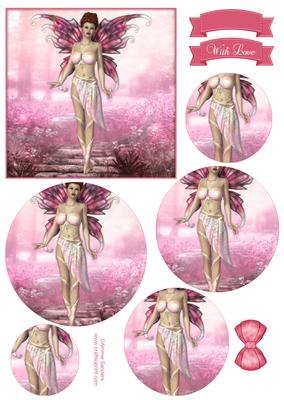 Ethereal Fairy ' Sunrise ' Circle Pyramid Decoupage