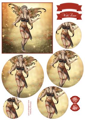 Ethereal Fairy ' Sunset ' Circle Pyramid Decoupage