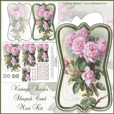 Beautiful Painted Pink Roses Shaped Card Mini Kit