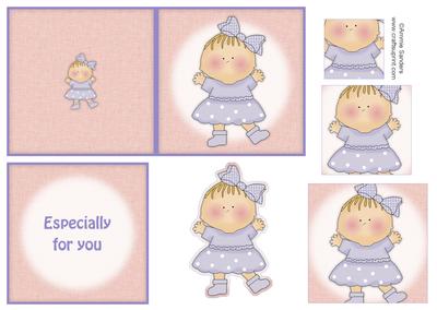 Sweet Girl in Flower Dress 4x4 Quick Card