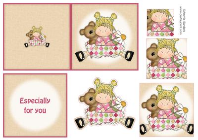 Little Flower Daisy Girl 4x4 Quick Card