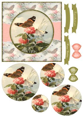 Beautiful 6x6 Torn Strip Vintage Butterfly Quick Card