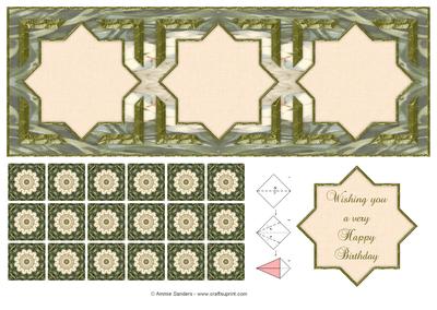 Stunning Large Dl Tea Bag Card Front, Tiles & Sentiment