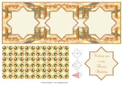 Stunning Large Dl Tea Bag Card Front, Tiles & Sentiment