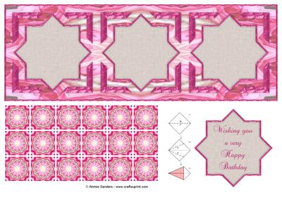 Stunning Large Dl Tea Bag Card Front, Tiles & Sentiment