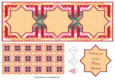 Stunning Large Dl Tea Bag Card Front, Tiles & Sentiment