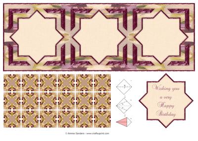 Stunning Large Dl Tea Bag Card Front, Tiles & Sentiment