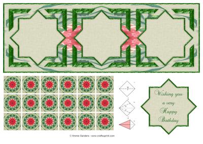 Stunning Large Dl Tea Bag Card Front, Tiles & Sentiment
