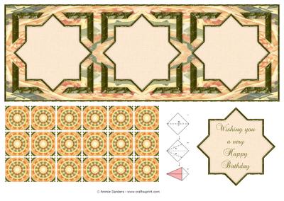 Stunning Large Dl Tea Bag Card Front, Tiles & Sentiment