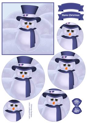 Christmas Snowman Circle Pyramid Decoupage