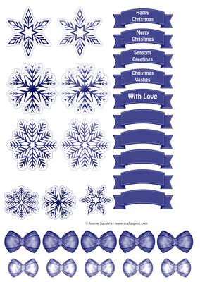 Christmas Snowman Embellishments, Banners, Bows & Snowflakes
