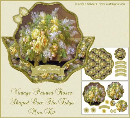 Vintage Painted Roses Shaped Over the Edge Mini Kit
