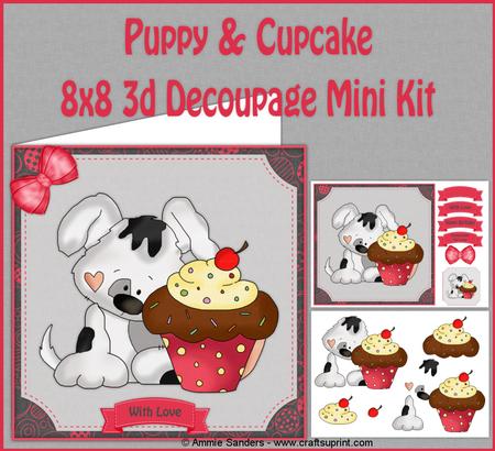 Puppy & Cupcake 8x8 3D Decoupage Mini Kit