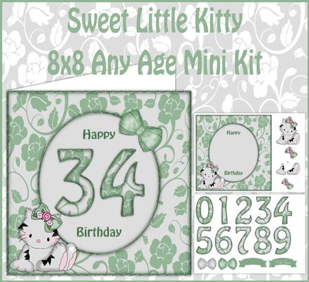 Sweet Little Kitty Any Age 8x8 Mini Kit