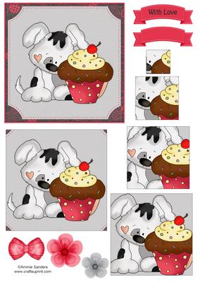 Puppy & Cupcake Pyramid Decoupage