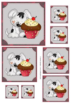 Puppy & Cupcake Topper Sheet