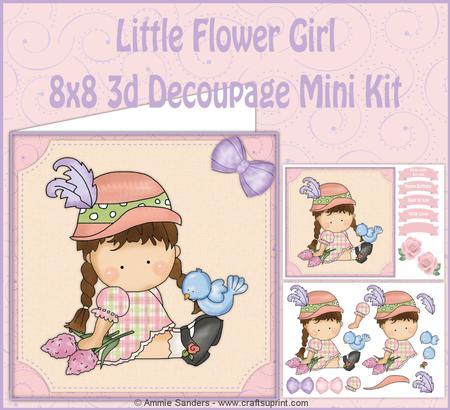 Little Flower Girl 8x8 3D Decoupage Mini Kit
