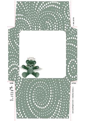 Green Teddy Bear Angel 5x5 Envelope
