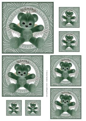 Green Teddy Bear Angel Topper Sheet
