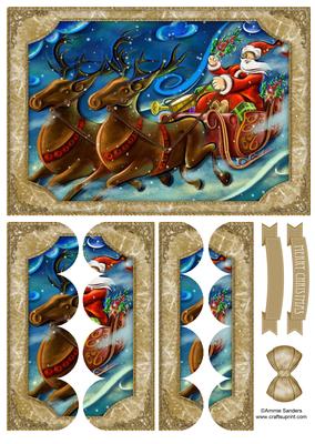 Santa on His Sleigh Scallop Side Stacker