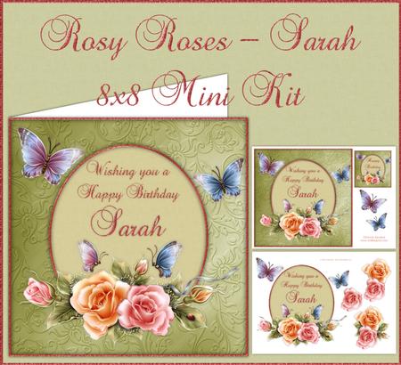 Rosy Roses Sarah Happy Birthday 8x8 Mini Kit