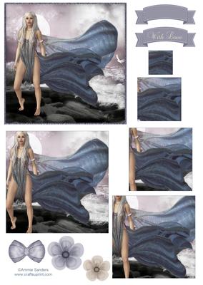 Beautiful Siren of the Sea Pyramid Decoupage