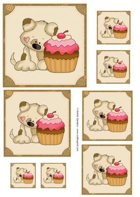 Puppy & Cupcake Topper Sheet