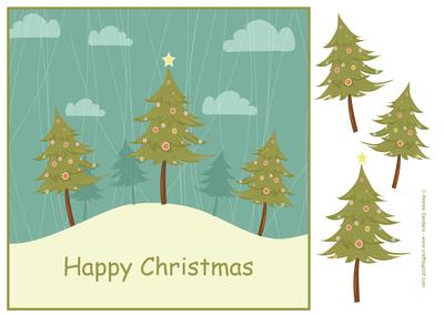 Happy Christmas , Christmas Tree's 8x8 Topper
