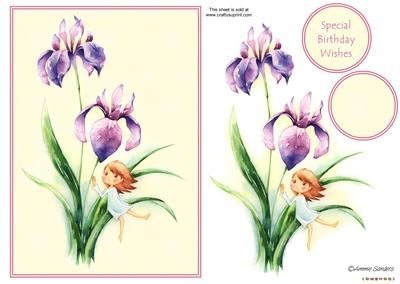 Darling Little Flower Girl with Beautiful Purple Iris