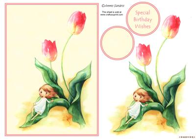 Darling Little Flower Girl with Beautiful Red Tulips