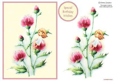 Darling Little Flower Girl with Beautiful Deep Pink Thistles