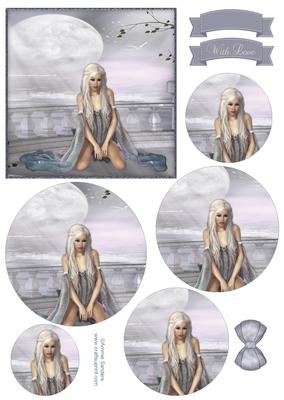 Beautiful Siren of the Sea Circle Pyramid Decoupage