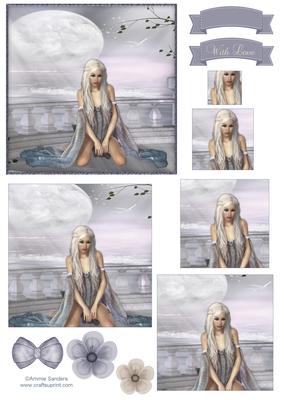 Beautiful Siren of the Sea Pyramid Decoupage