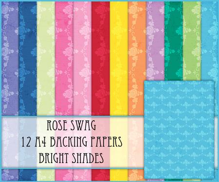 Rose Swag 12 A4 Backing Papers - Bright Shades