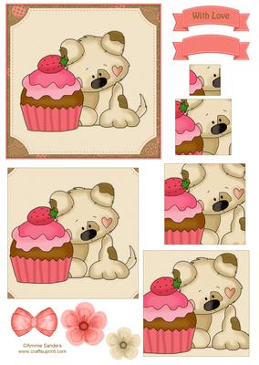 Puppy & Cupcake Pyramid Decoupage
