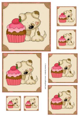 Puppy & Cupcake Assorted Size Toppers