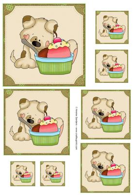 Puppy & Cupcake Assorted Size Toppers