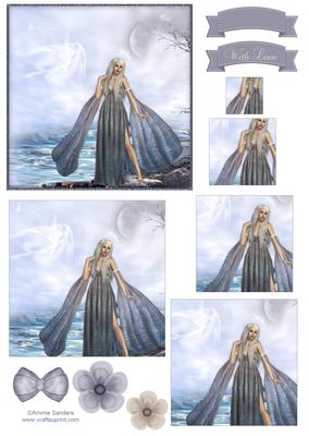Beautiful Siren of the Sea Pyramid Decoupage