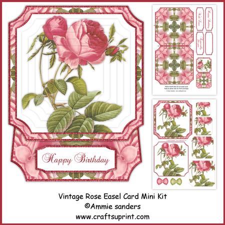 Beautiful Vintage Rose Easel Card Mini Kit